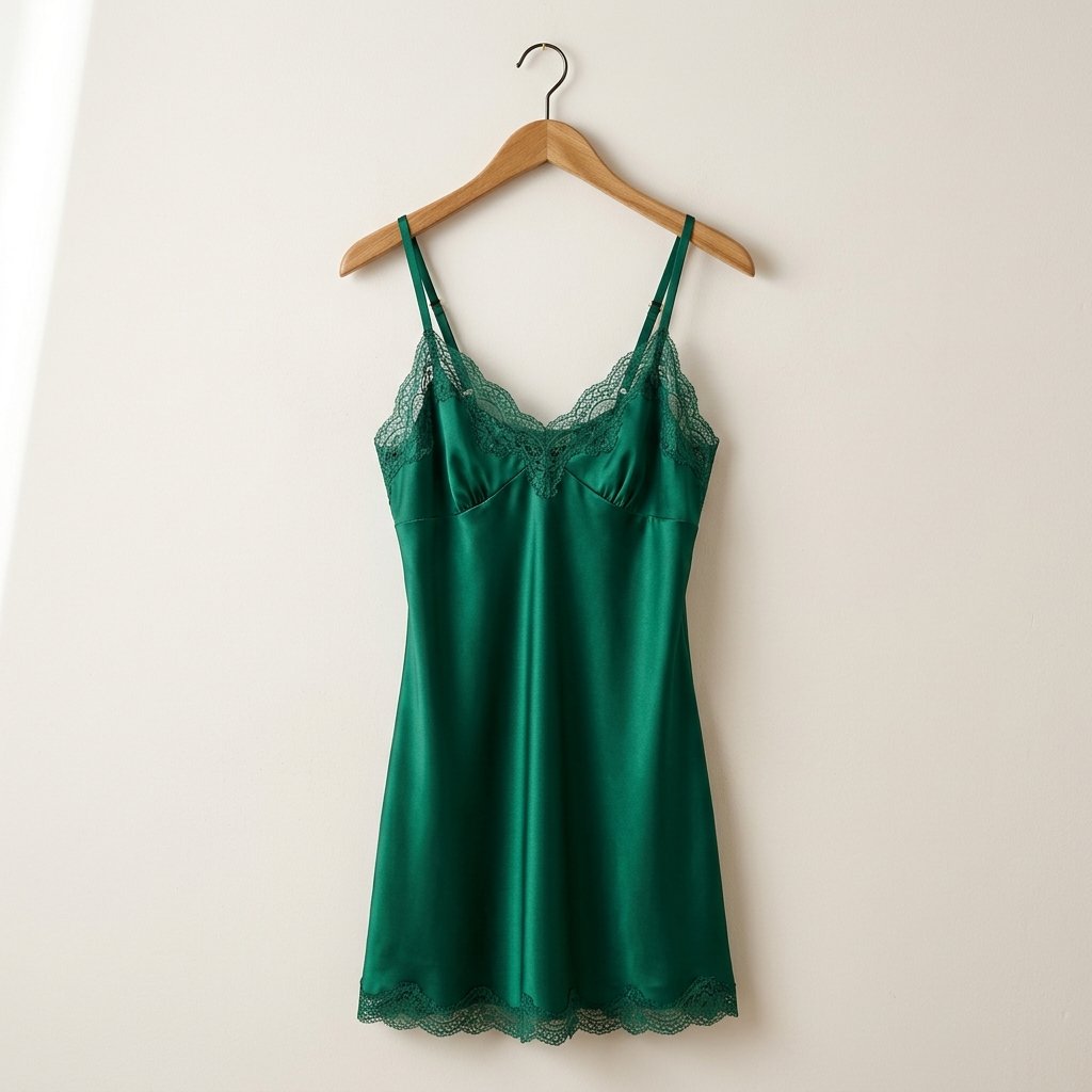 Camisola Cetim & Renda Esmeralda
